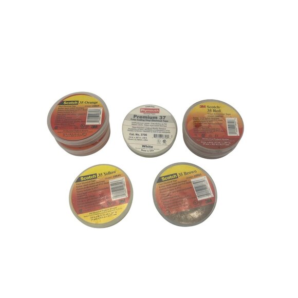 Scotch 35 Electrical Tape 3/4" X 66 Set 1: Yellow Brown White 2: Orange Red READ - Picture 3 of 16